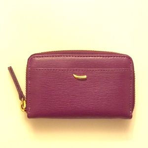 Coin Purse and Card Case Purple Leather Wallet